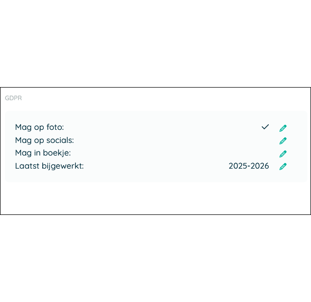 Voorbeeld van GDPR-velden in Twizzit, gegroepeerd in een categorie 'GDPR'